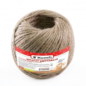 Шпагат джутовый, 50 м, 1200 текс, бурый, Komfi/60