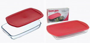 Форма для запекания 3,85 л BORCAM 24,5*40*6 см в коробке с крышкой  ///