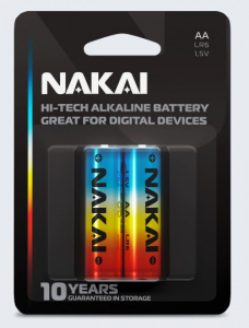 Набор батареек 2 шт, алкалиновые АА LR 6 NAKAI Hi-Tech