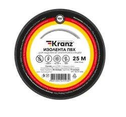 Изолента ПВХ 19мм*25м черная Kranz 