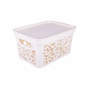Корзинка 10 л 333*225*174мм с крышкой  Leaves  МИКС АКЦИЯ ///
